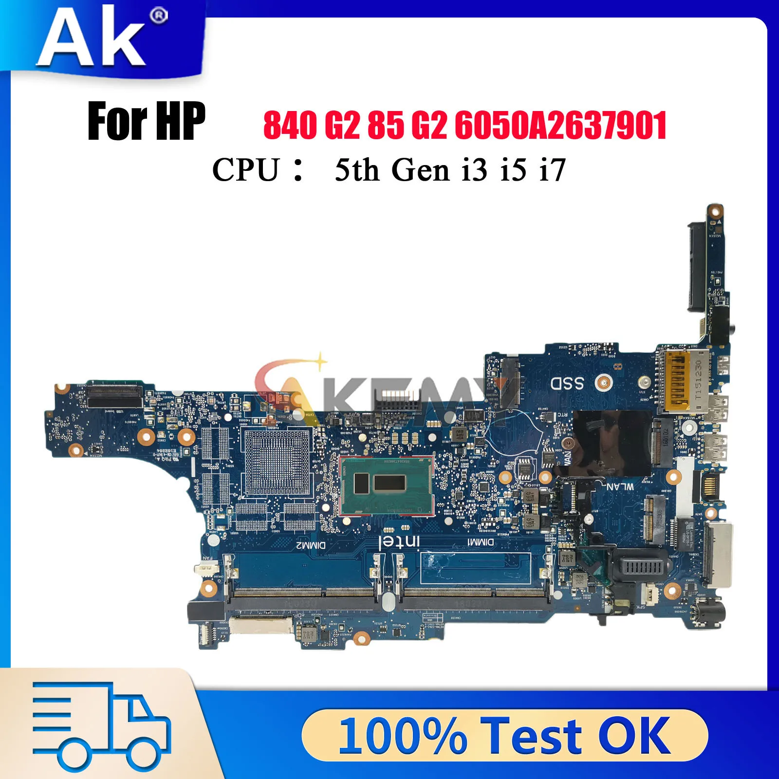 

6050A2637901 For HP EliteBook 840 G2 850 G2 Laptop Motherboard With i5 i7 5th Gen CPU 799511-001 799511-601 100% Fully Tested