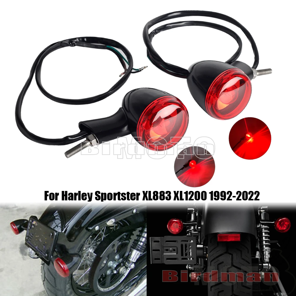 

Motorcycle Bullet Rear Turn Signal LED Indicator Lamp For Harley Sportster XL883 XL1200 1992-2022 Steel Brake Running Tail Light