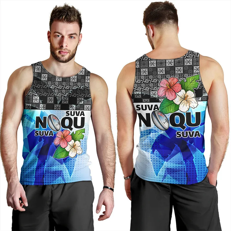 Harajuku Summer 3D Printing Flying Fijians Tank Top Fiji Emblem Fijian Pride Graphic Gym Tank Top Men Cool Fashion Clothing Vest