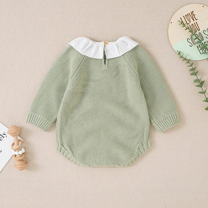 Autumn Baby Bodysuit Knitted Child Clothes 0-18M Overalls Tops Fashion Plaid Romper Infant Girl Boy Newborn Jumpsuit Long Sleeve