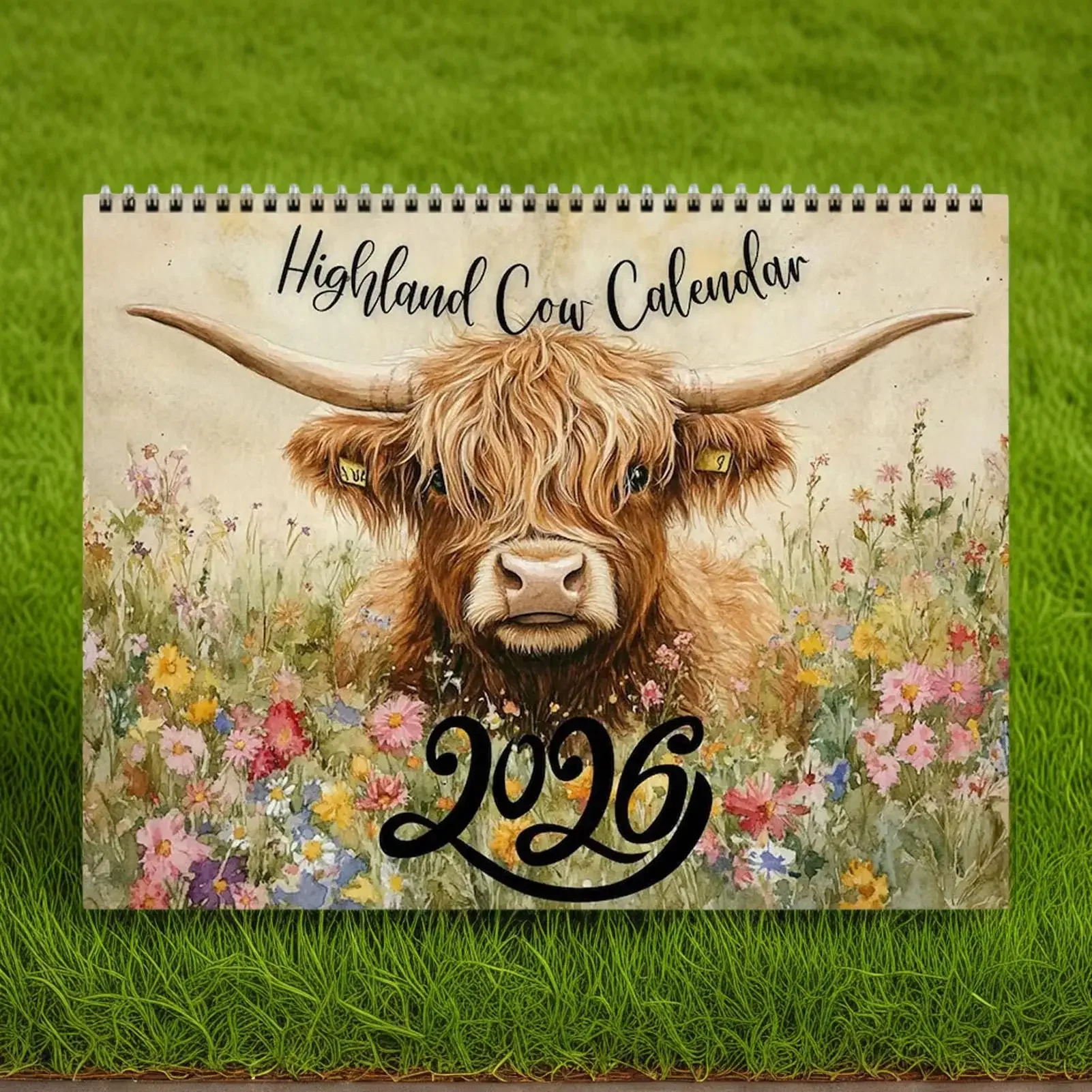 

2026 Calendar Funny Highland Cow Wall Calendar 2026 Thick Paper Monthly Planner Farmhouse Decor for Student Teacher Planning