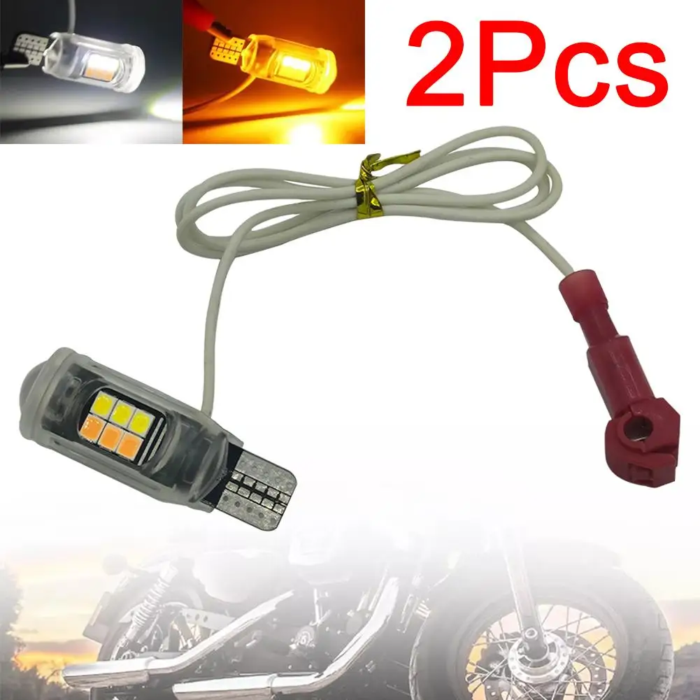 2pcs Motorcycle T10/t15 Turn Signal 12v Two-color High 2835 Light Indicator Driving Abs 16smd Width W5w Tail Brightness Bul M5p2