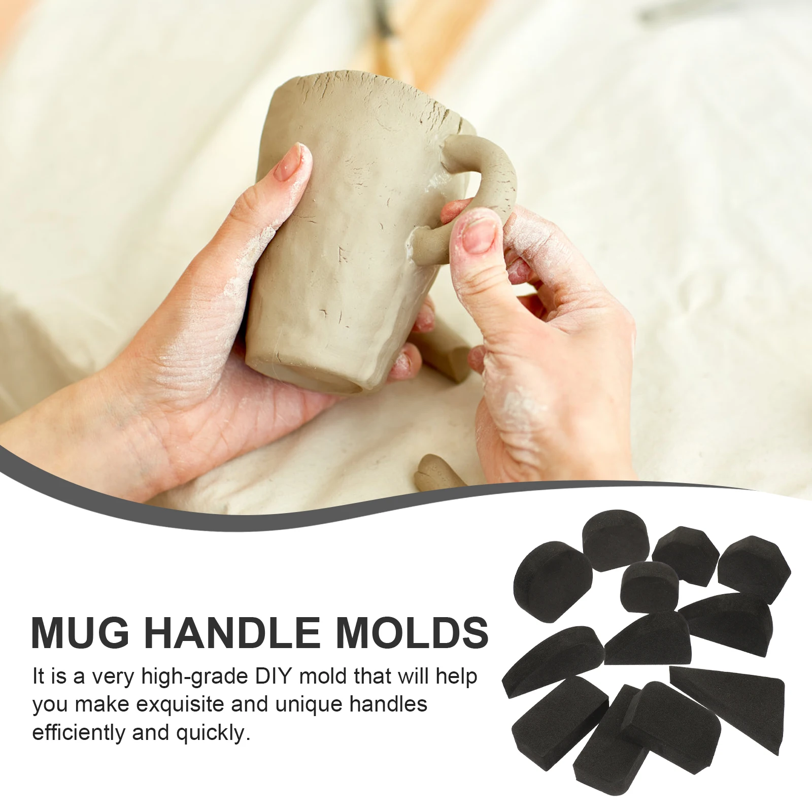 

12Pcs Pottery Mug Handle Molds Eva DIY Mold High-Repeatability Handle Making Tools for Pottery Mug DIY Manual Mold