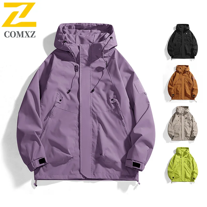 

Men's Waterproof Jacket Lightweight Outdoor Hooded Hiking Climbing Sports Windbreaker Breathable Rainproof Travel Camping Coat