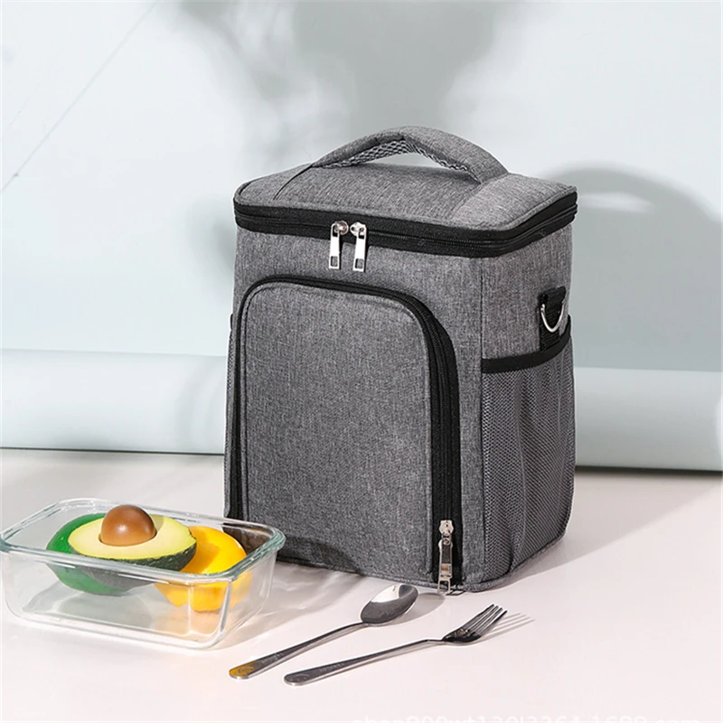 Large Capacity Double Layer Thermal Lunch Bag Picnic Food Insulated Storage Container Bento Milk Preservation Cooler Tote Bag