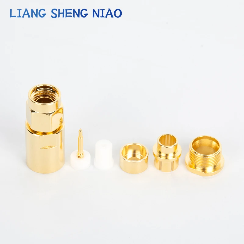 1Pcs Connector SMA Male Plug clamp RG316 RG174 RF Adapter Coaxial High Quanlity RG58 SYV50-3 LMR200 RG142 cable SMA plug SMA-J-3