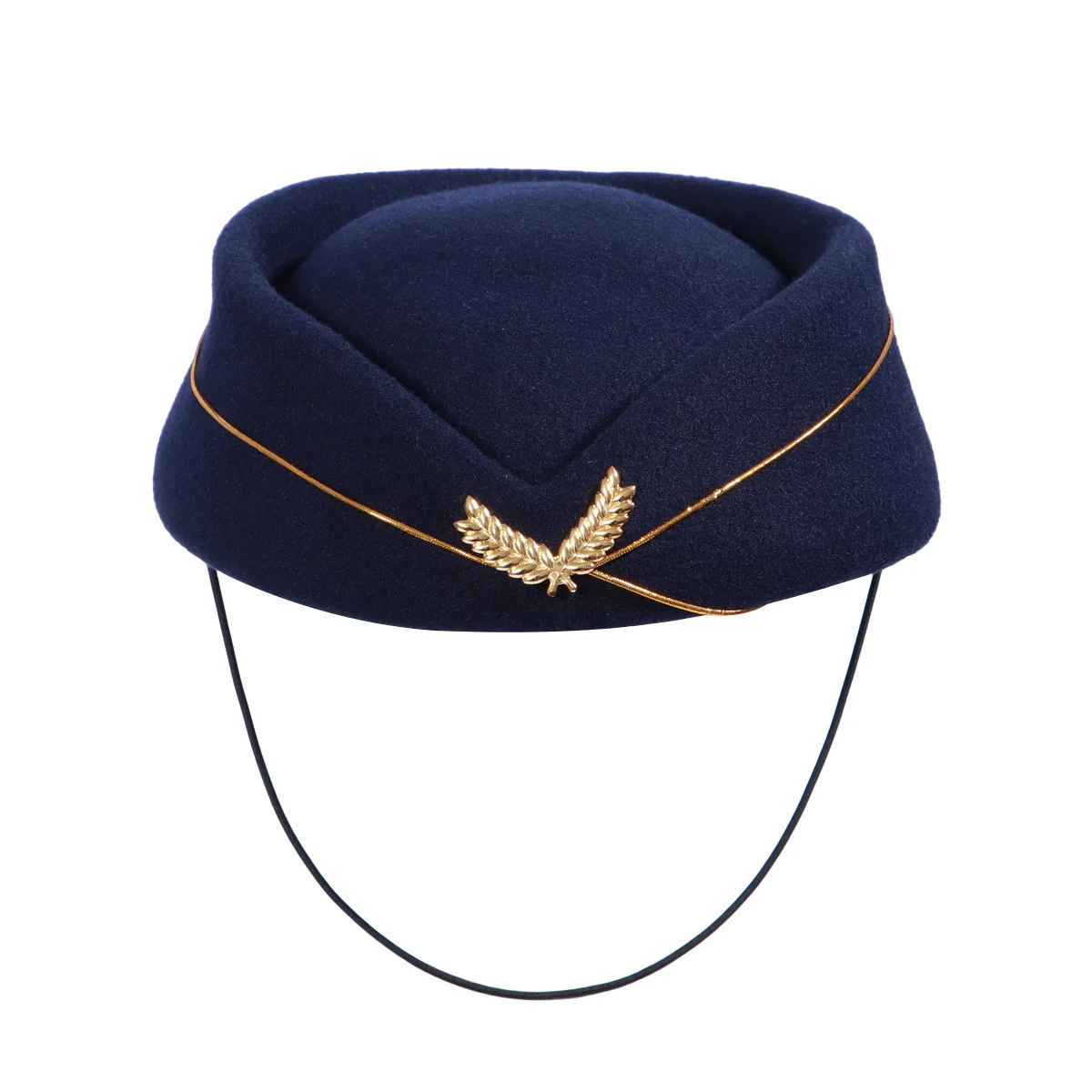 

LUOEM Women Air Stewardess Hat Woolen Flight Attendant Hat Stewardess for Costume Cosplay Musical Performance - Size M(Navy Blue