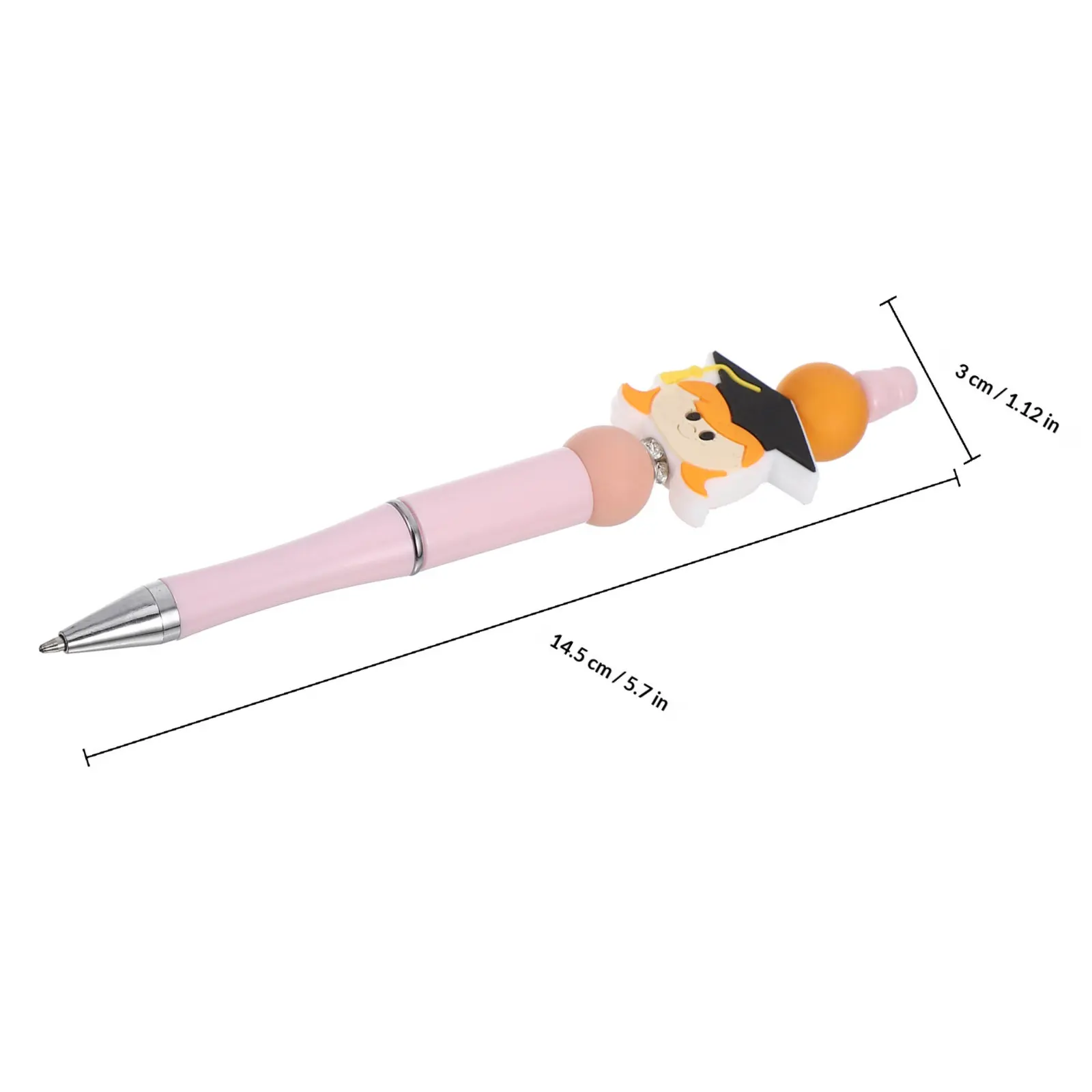 Beaded Graduation Pen Cap Top Design Smooth Writing Ballpoint Comfort Grip ABS Silicone Elegant Fancy Office School Desk