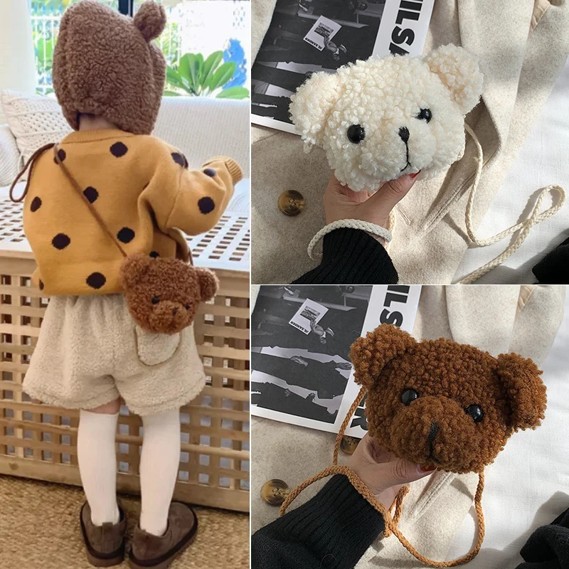 Winter Baby Kawaii Cute Bear Plush Kids Backpack Shoulder Bag for Children Coin Bags Girls Student Stuffed Toddler Backpack