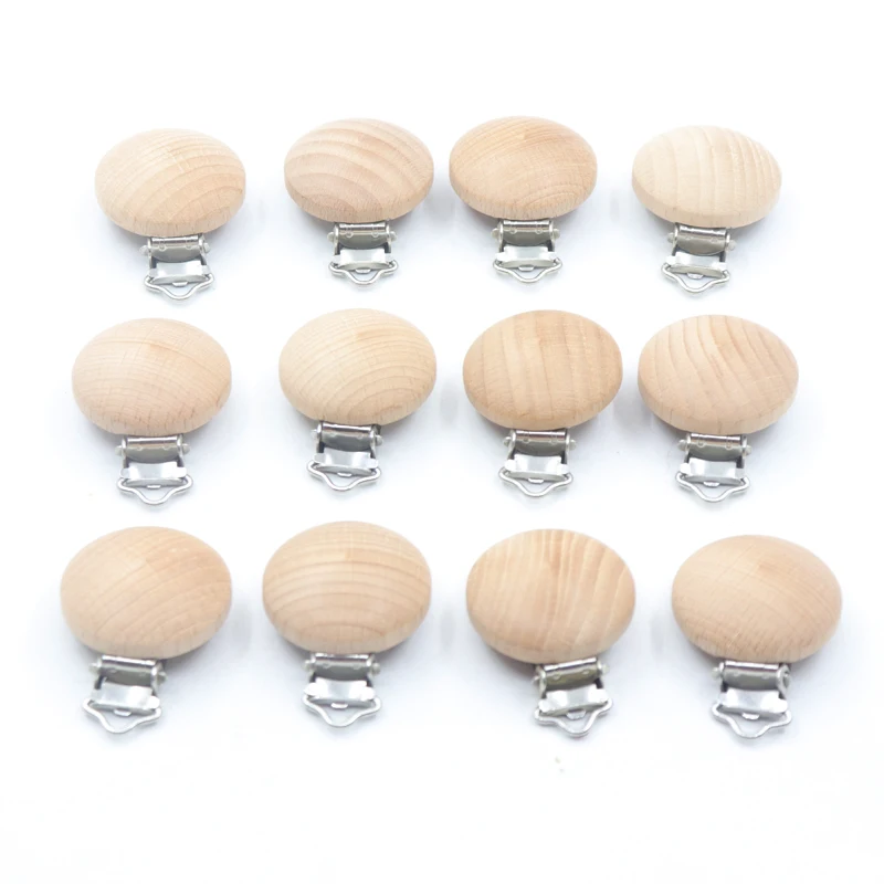 Wooden Soother Clip Nursing 5pcs Beech Perforated Pacifier Clips Chewable Teething Diy Dummy Clip Chains Baby Teether