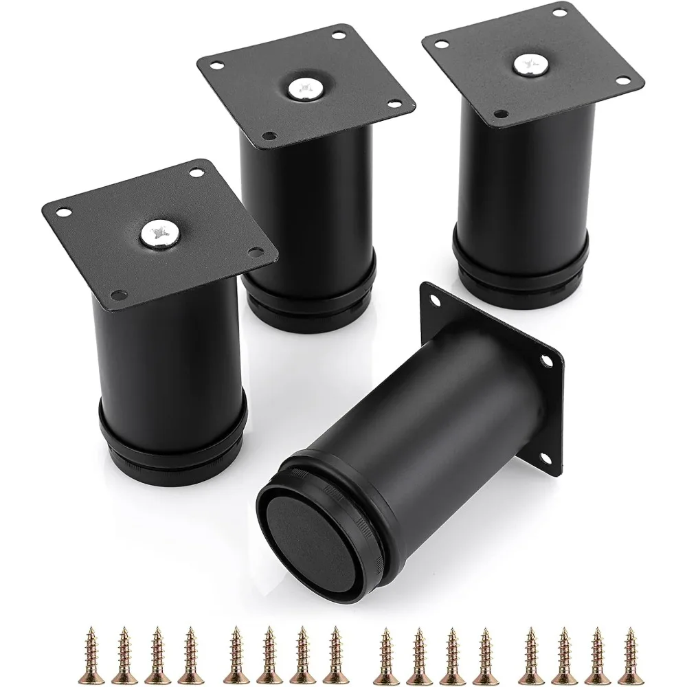 

4PCS 4 Inch Furniture Legs Feets Metal Cabinet Legs, Adjustable Round Metal Furniture Replacement Legs Corner Feets Heavy