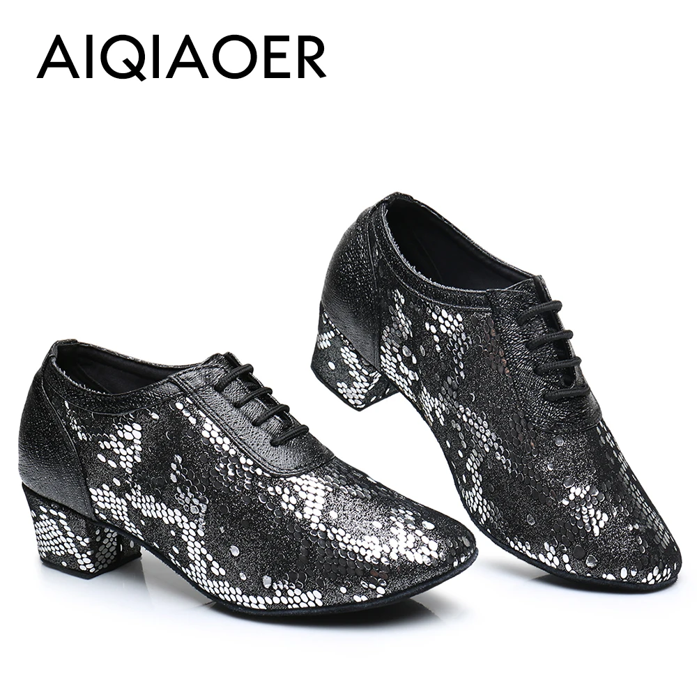 Hot-selling leather lady dance shoes toe top layer cowhide modern dance shoes soft-soled rubber sneakers