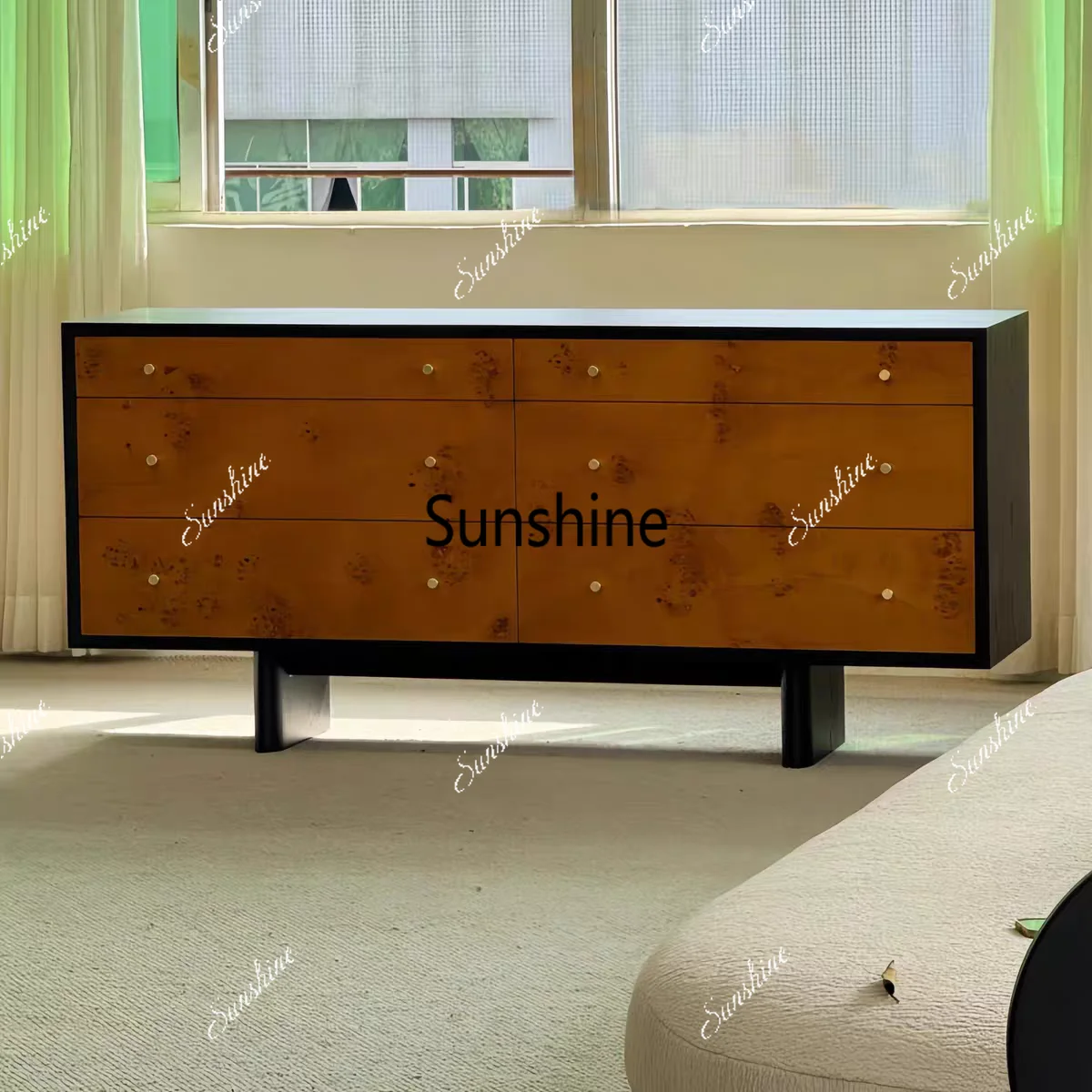 

Medieval solid wood six-chest cabinet, living room storage, decorative wabi-sandy wind porch cabinet