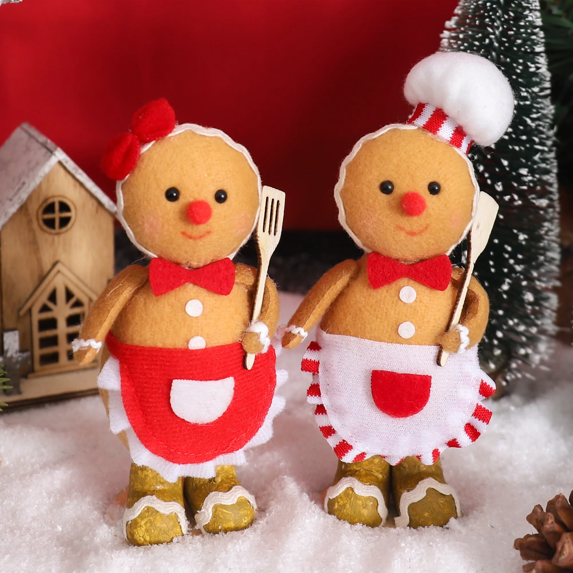 Gingerbread Man Plush 2025 New Year Christmas Decoration Chef Doll Navidad Ornament Gift Wool Dwarf Doll Christmas Supplies Toy