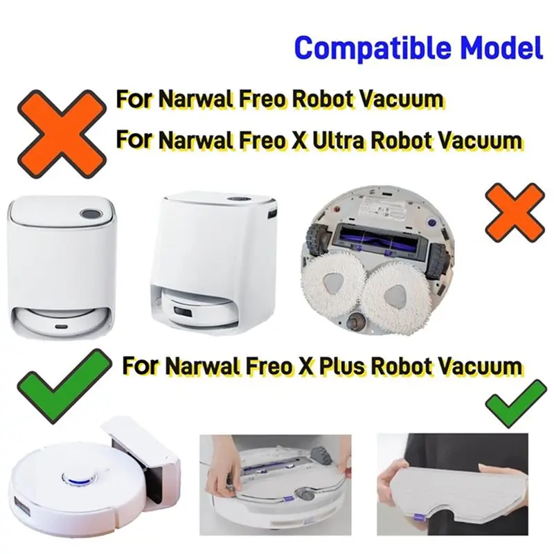 B03C-38PCS For Narwal Freo X Plus Robot Vacuum Cleaner Accessory Main Roller Side Brush Filter Dust Bag Mop Cloth Accessories