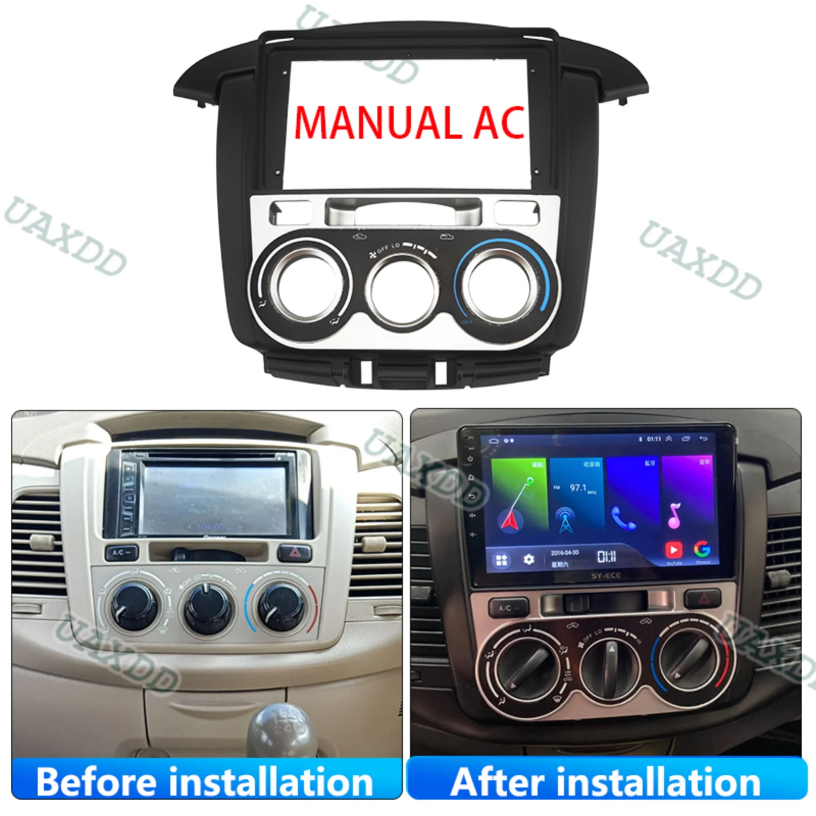 Car For 2011-2014 For Toyota Innova 9INCH Auto MANUAL AC Automotive center console frame fascia dashboard plastic accessories CD