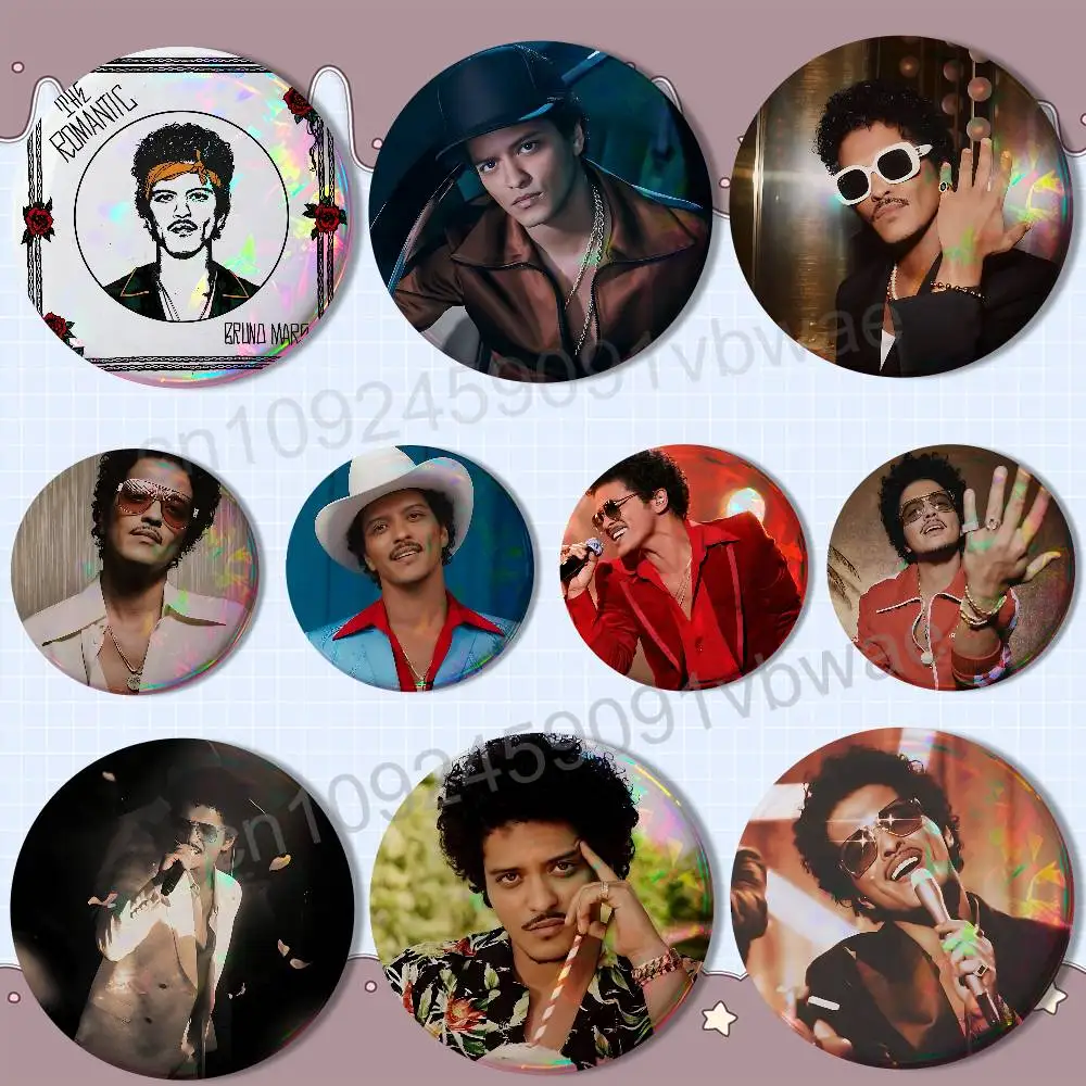 

The Romantic Bruno Mars Badges Badges On Backpack Jacket Cartoon Round Brooches Acrylic Button Pins Collection Gifts
