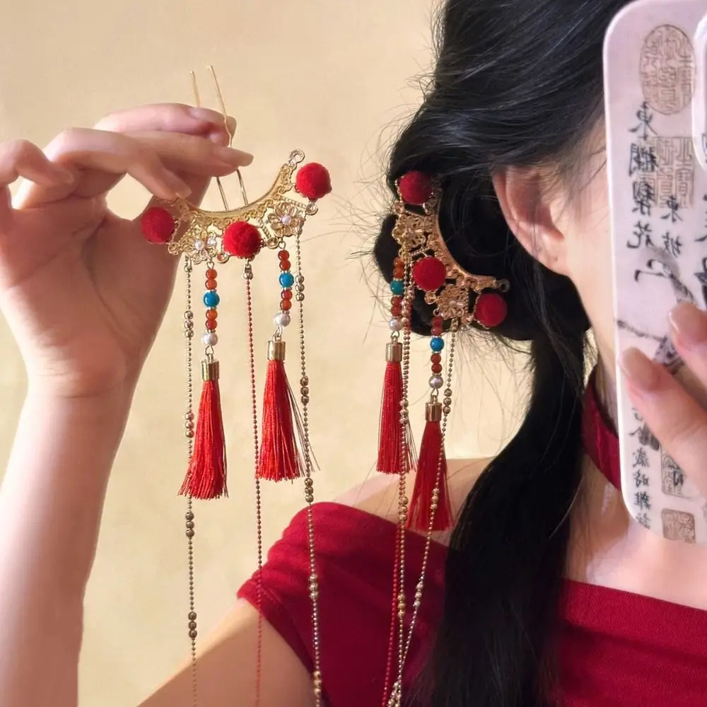 

Elegant Retro Tang Dynasty Hairpin Tassel Pearl Hanfu Hair Stick Hair Fork Antique Bridal Hair Accessories Cheongsam Accessories