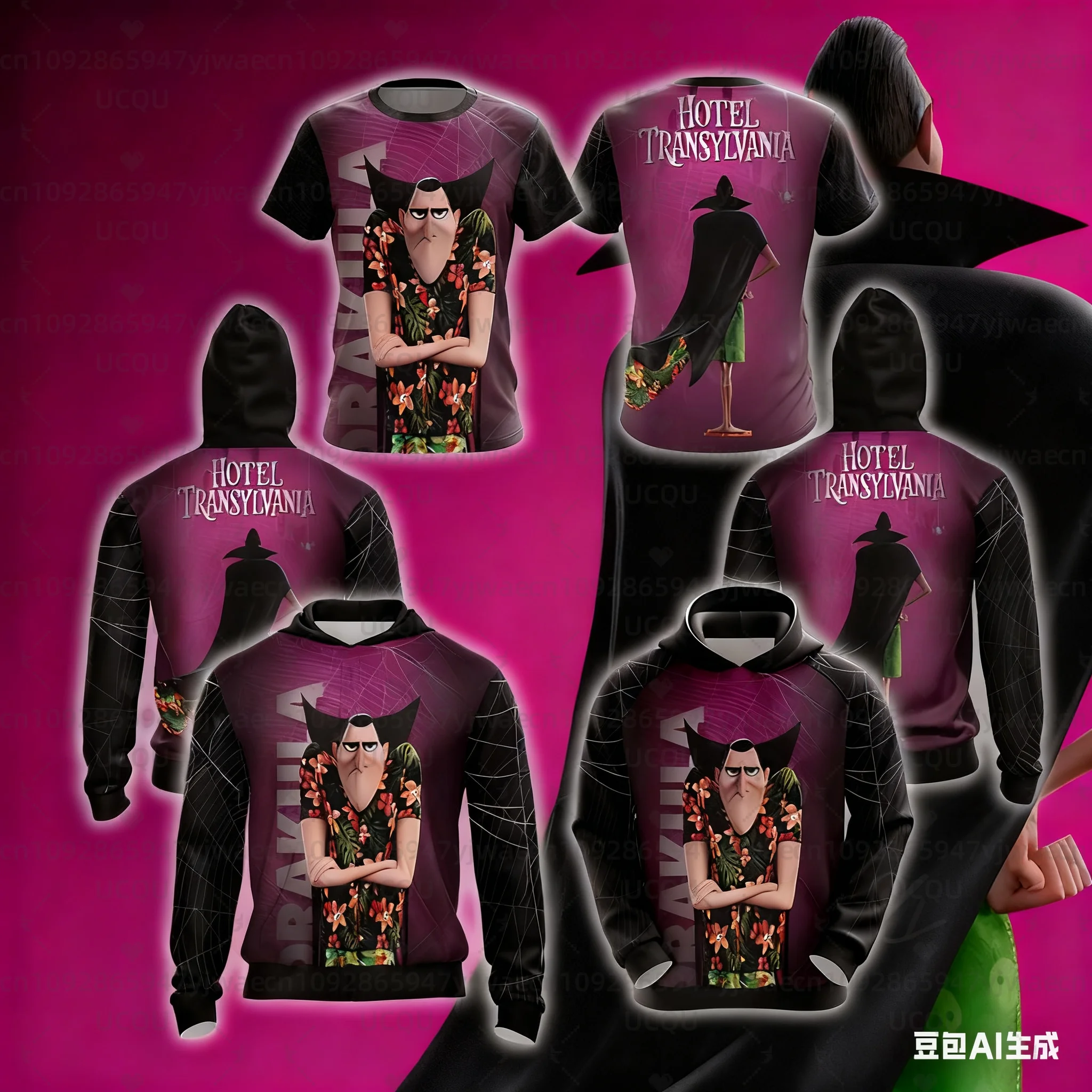 

New Hotel Transylvania 3 Dennis Cosplay Dracula 3D T-shirt All Over Print Long Sleeve Tops Cartoon Cosplay Costume Hoodies