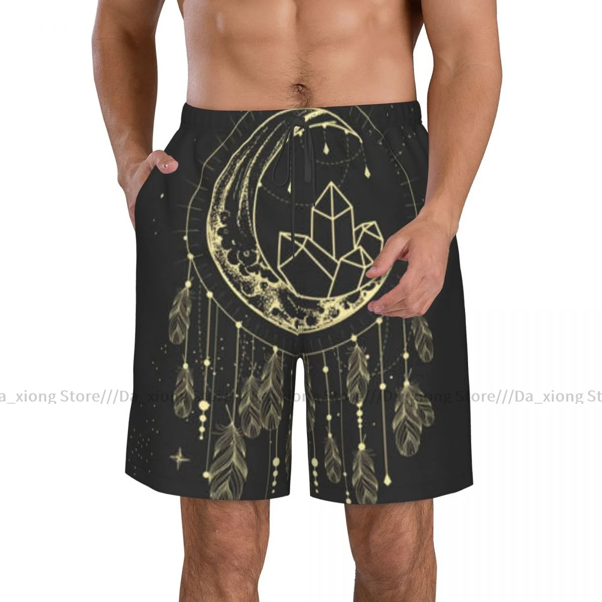 Magic Witchcraft Card With Dream Catcher Quick Dry Swimming Shorts For Men Swimwear Swimsuit Trunk Bathing Beach Wear