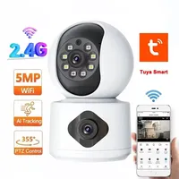 Tuya 4MP 8MP WiFi Camera Indoor PTZ Dual Lens Dual Screens Color Night Vision Auto Tracking Two Way Audio Surveillance Cameras