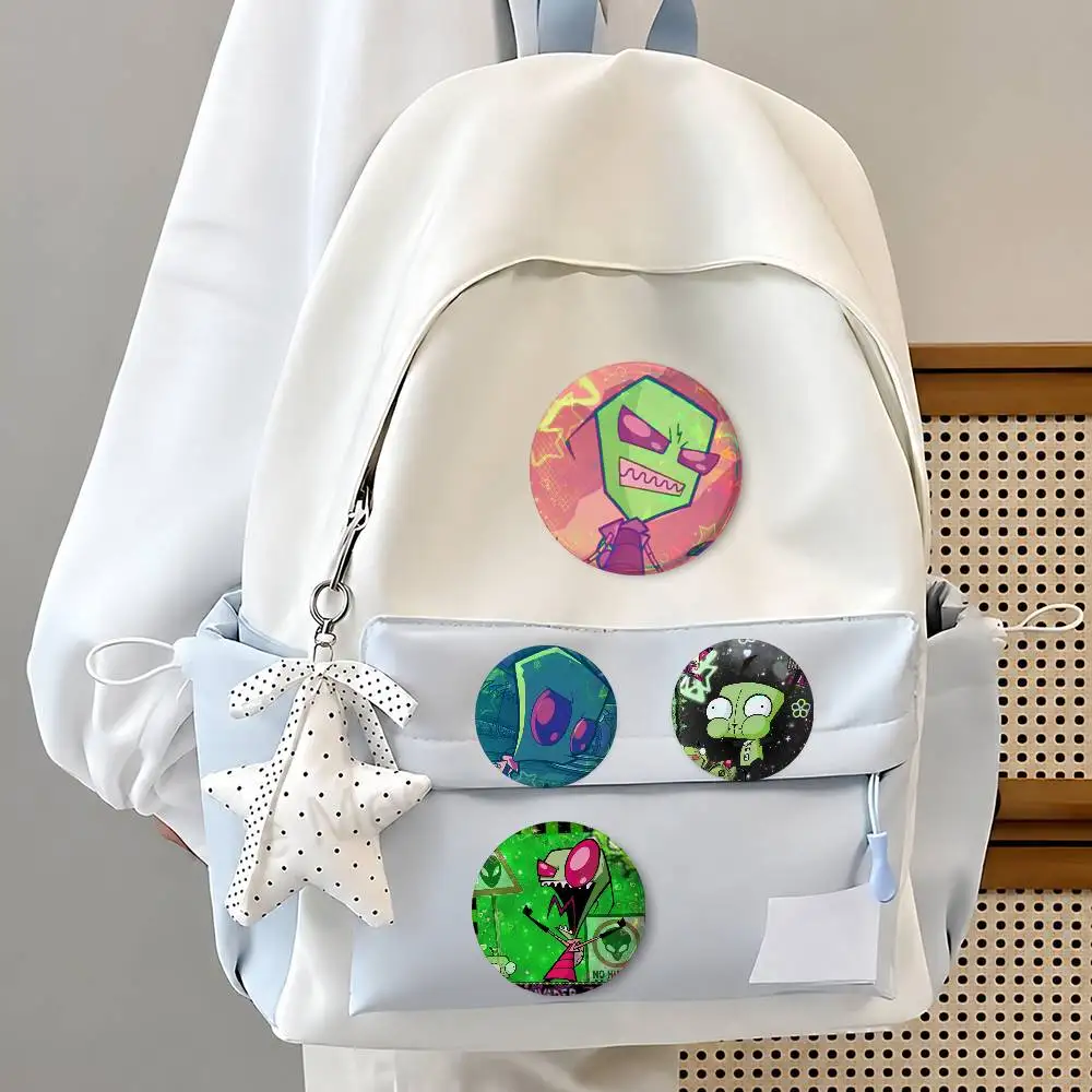 A-Ins-vades-r ZIM Cute Cool Round Pin Badge Set For Anime Game Music Cartoon Fans Backpack Denim Jacket Hat Decoration