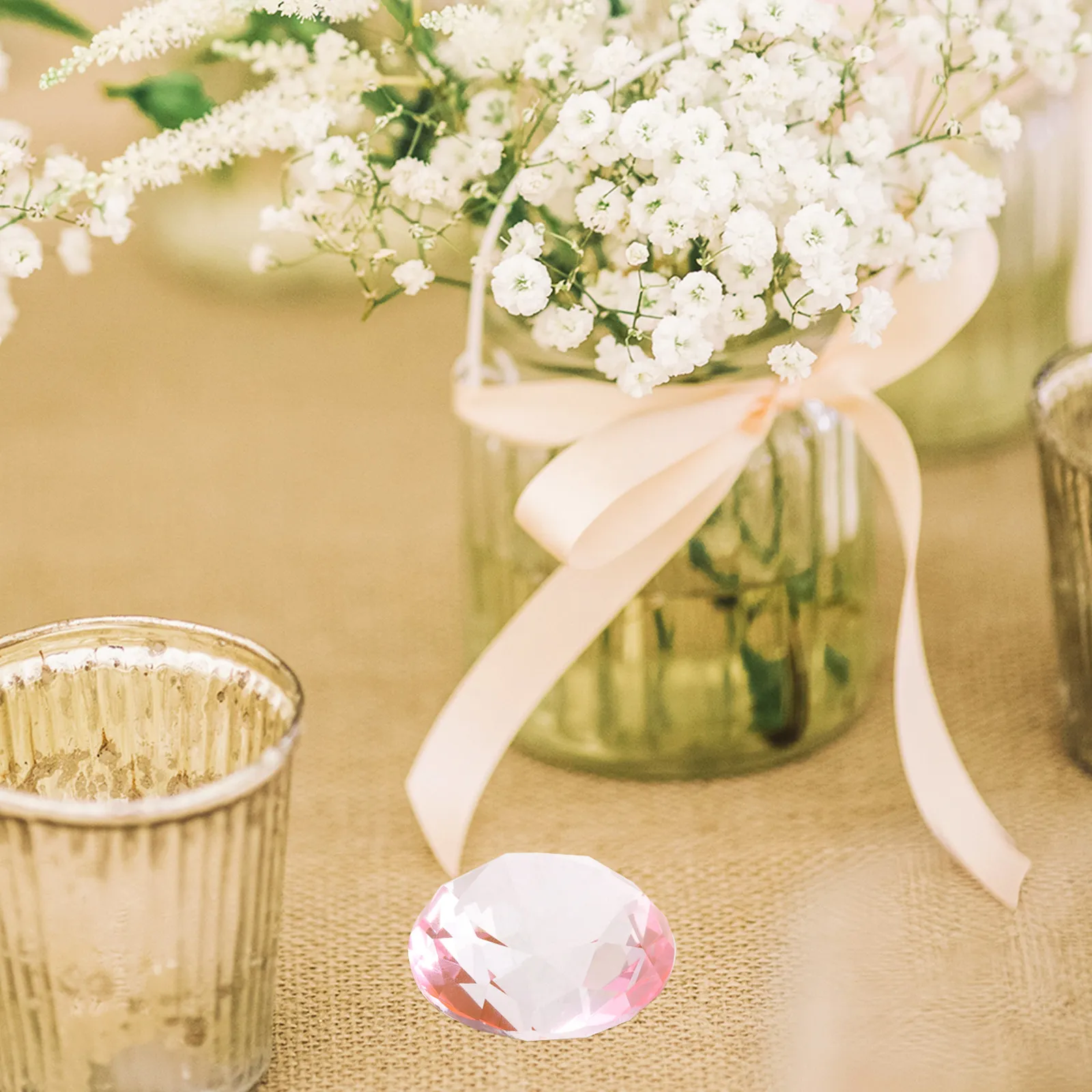 2 Pcs Bridal Shower Decoration Home Artificial Diamonds Gemstones Decorations Jewel Centerpieces for Tables