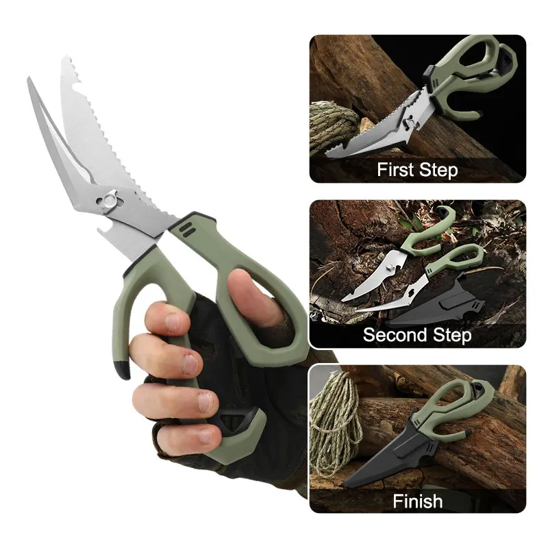 Outdoor Multifunctional Scissors Can Be Split Kitchen Fishbone Scissors Plastic Handle Bird Beak Scissors