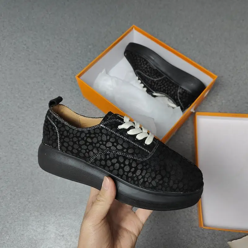 

Shoes Women's Sneakers Summer 2025 Woman-shoes Leopard New Roses Genuine Leather Flat Lace-Up leopard Spring Round Toe Shoes Wom