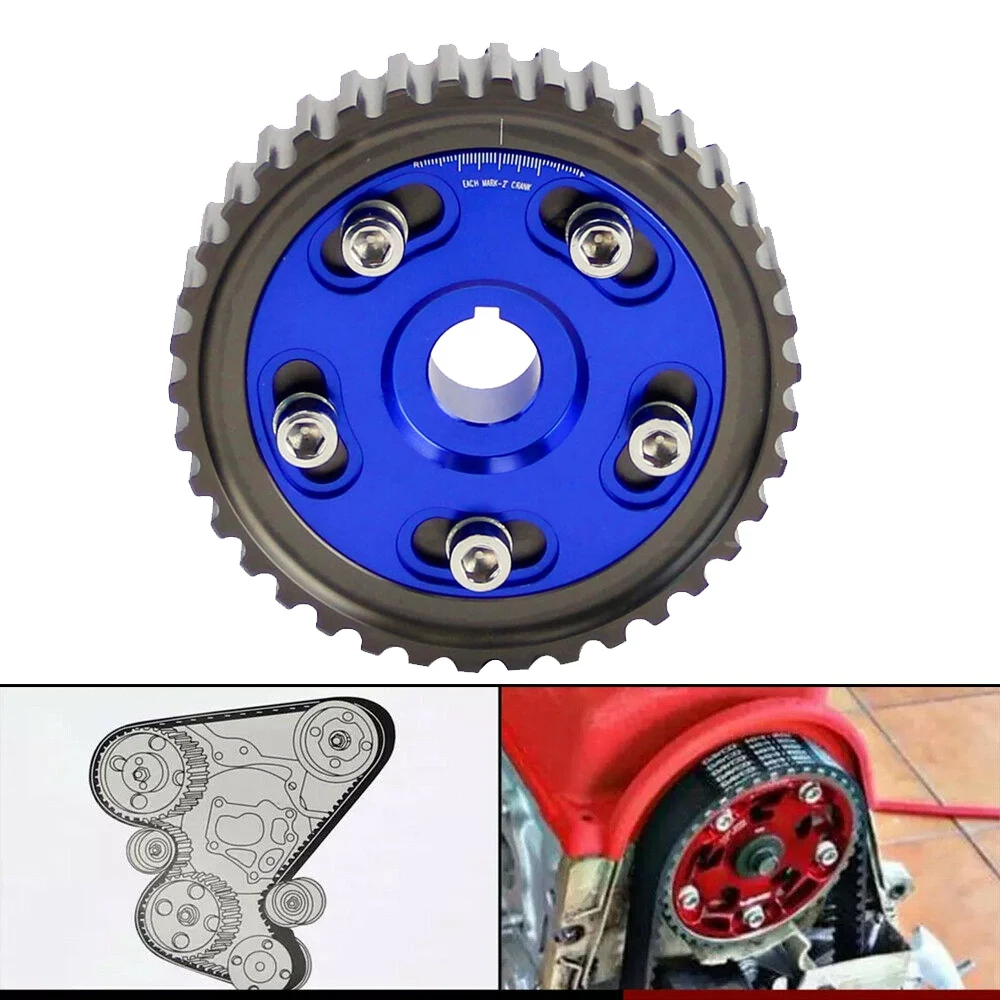 Adjustable Cam Gears Pulley Timing Gear for Honda Civic D15 D16 SOHC D-SERIES 88-00 Del Sol 93-97 Blue