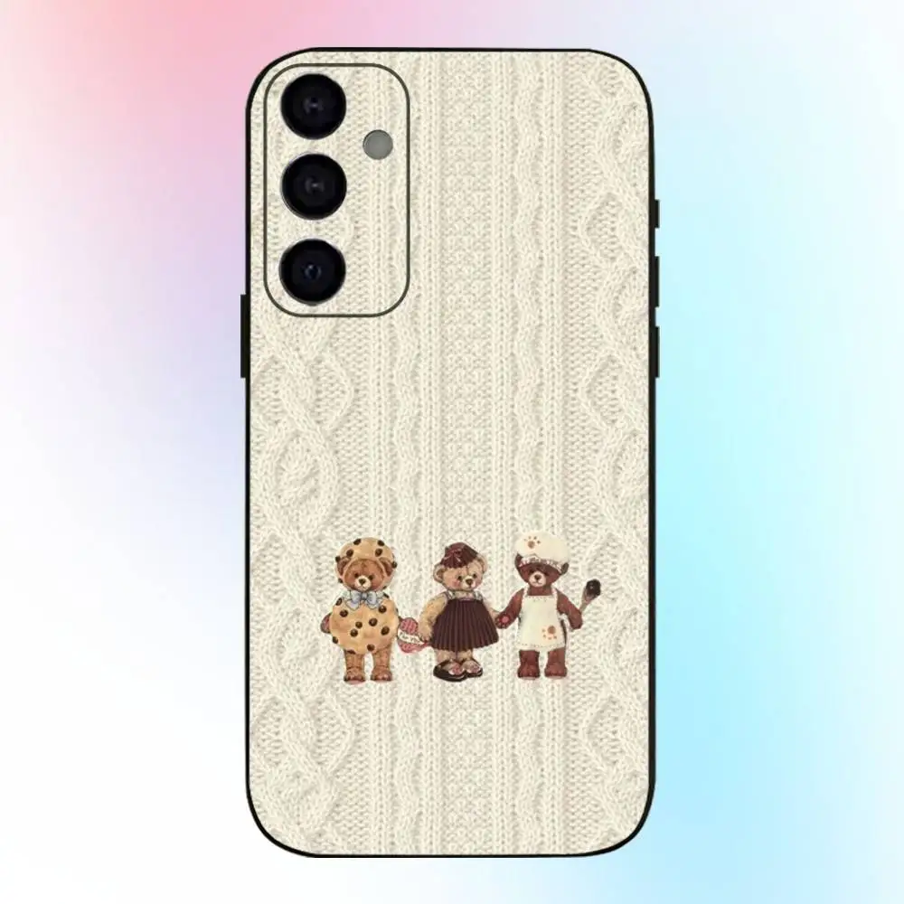 حافظة هاتف مرقعة تيدي بير لهاتف سامسونج جالاكسي A73، A72، A71، A70، A53، A52، A51، غطاء أسود ناعم آخر