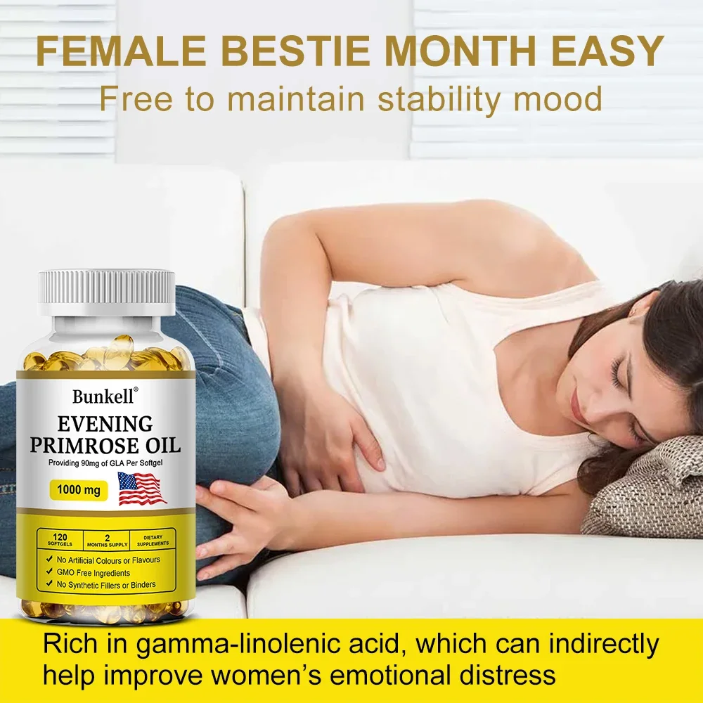 Evening Primrose 1000 Mg Cold Pressed Oil for Women\'s Health, Skin Health, Menopause Balance