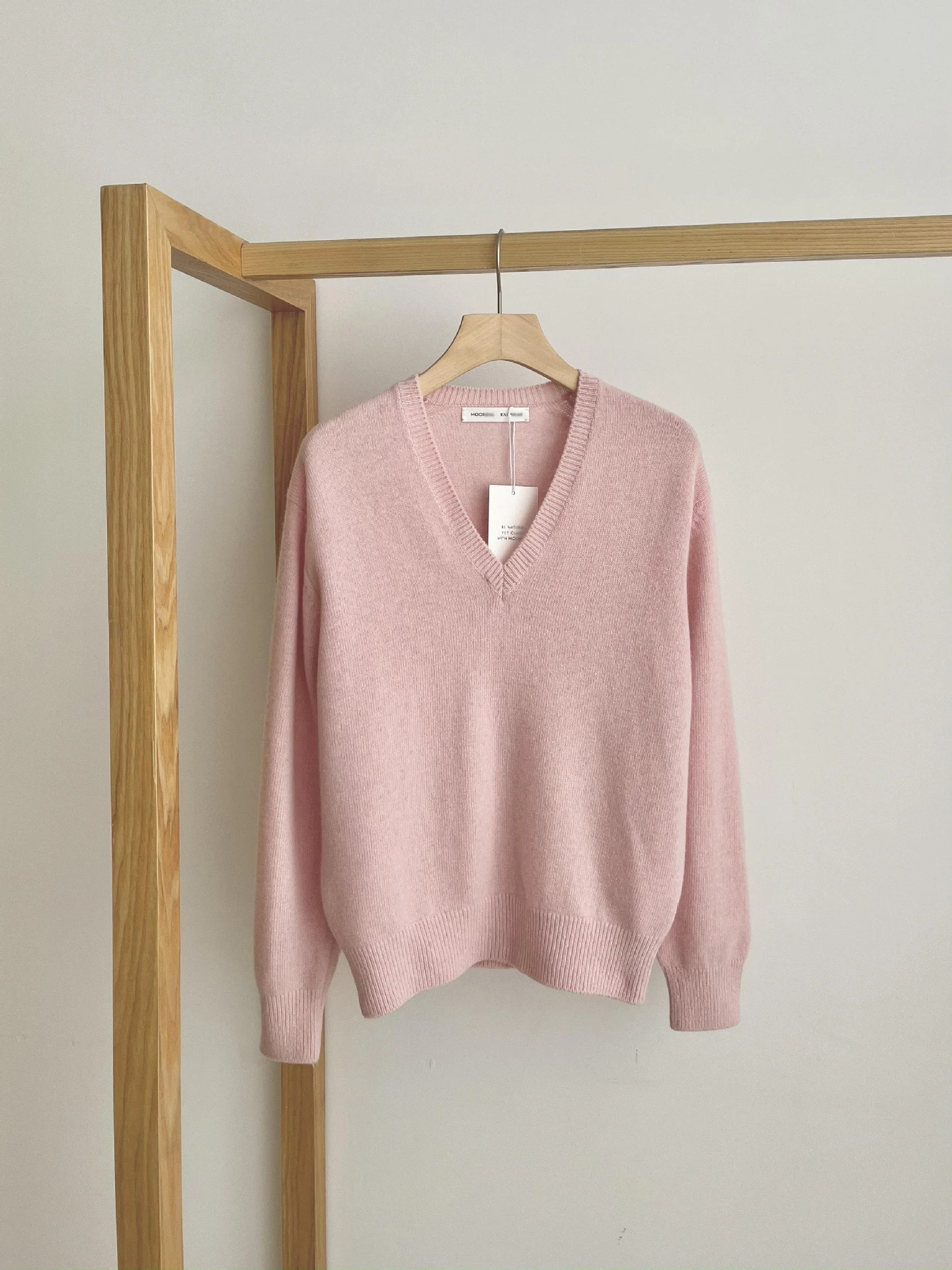 PREON Commuter Sle V-Ne ロングスベ ウールニットトップ シンプル 秋冬新作 ルーズフィット ニットウェア MoonDal