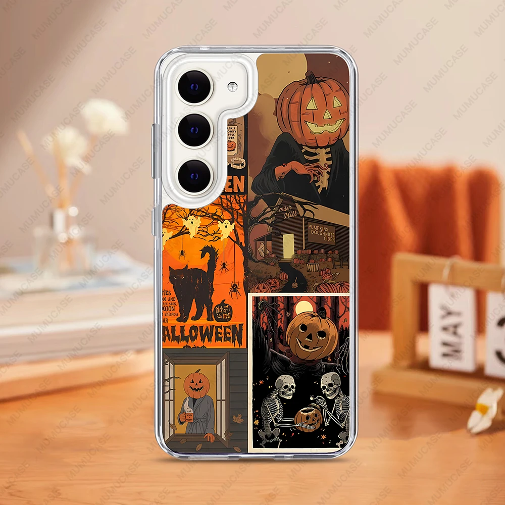 Etui ochronne 2 w 1 PC+TPU do Samsung Galaxy S24 S23 Ultra S24FE A15 A34 A35 A53 A54 A55 Wstrząsoodporne etui Zabawne Halloween