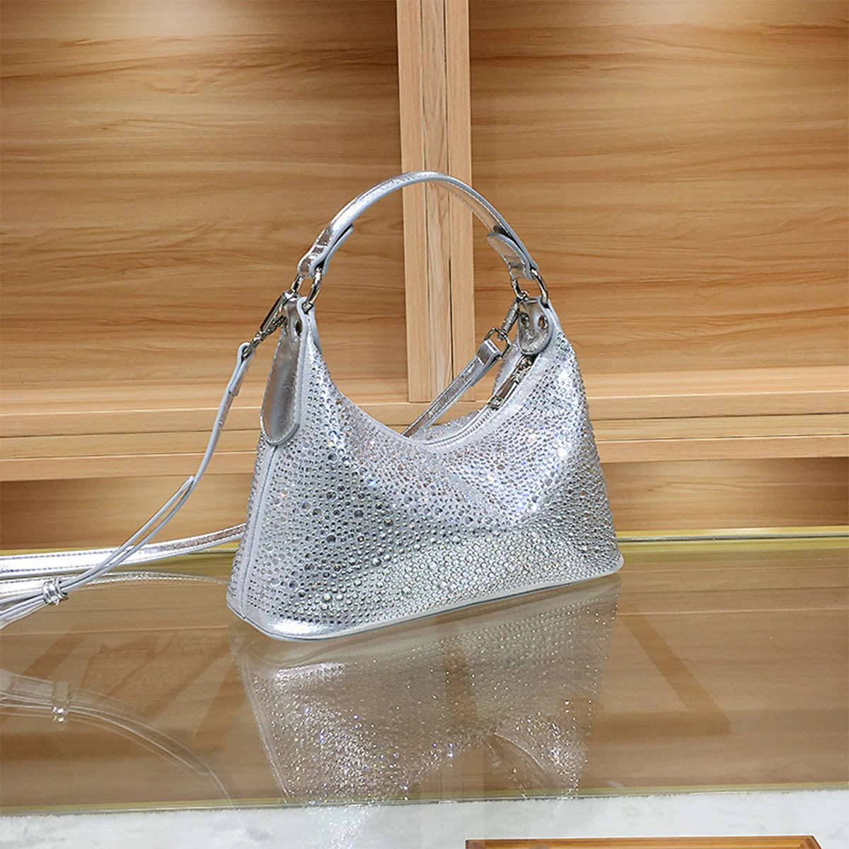 JIOMAY Light Luxury Dinner Bag Luxury Designer Bags Diamond Women\'s Handbag Sparkling Crossbody Bag Fashion Purses for Women