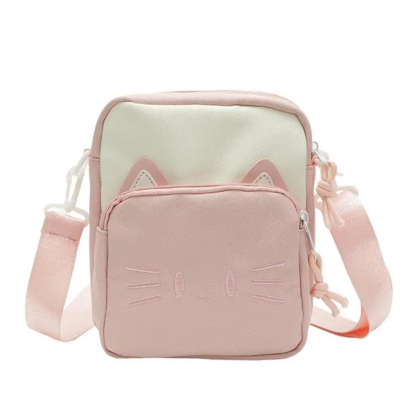 Niedliche Katzen-Stickerei Umhängetasche Schultertasche Lässige Mini-Handytasche für Mädchen Teenager Tägliche Outdoor-Reise – Detail 5