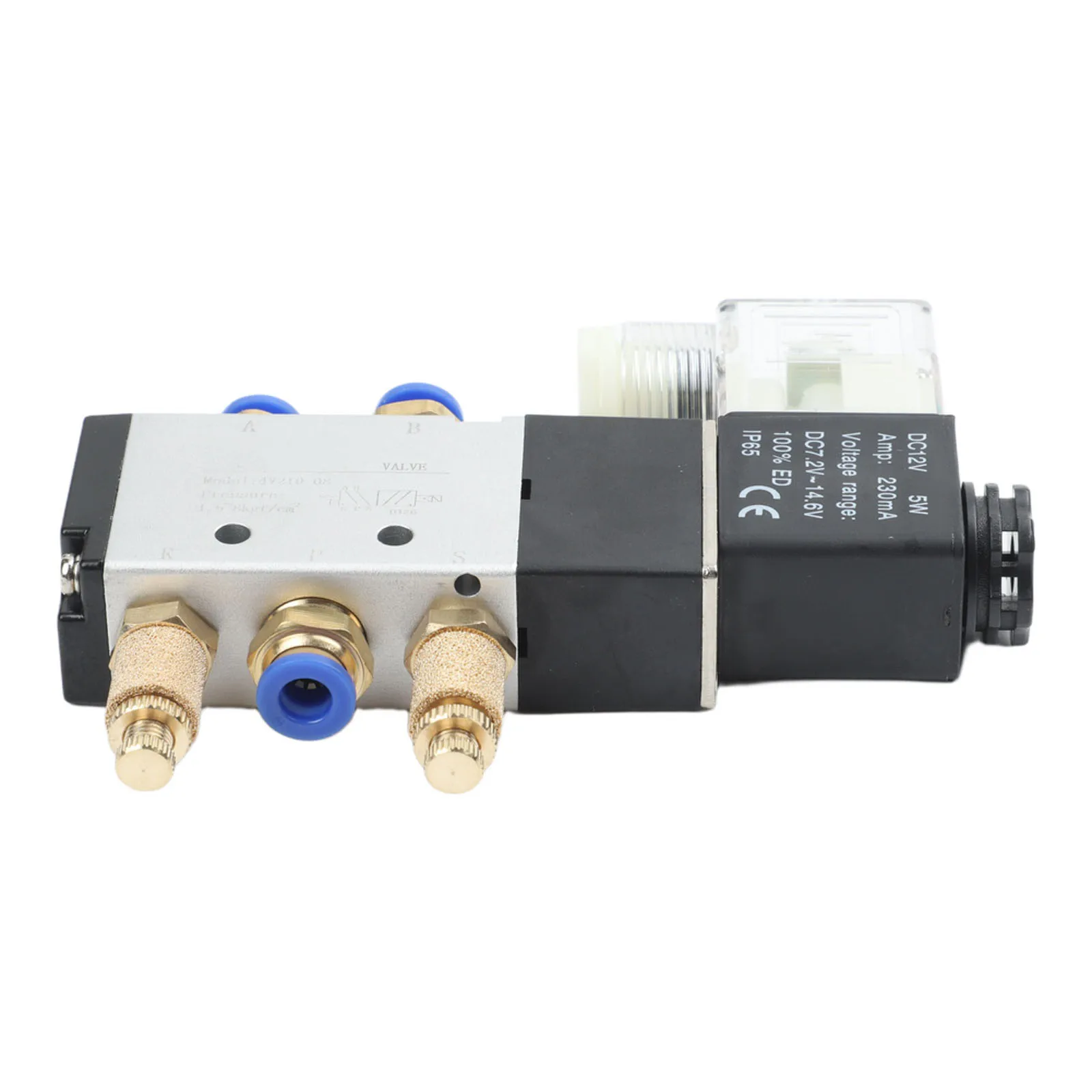Part Solenoid Valve 0.15 0.8Mpa 2 Position 5 Port DC 24V 4V210-08 BSPT Thread Control Mufflers Male Connectors