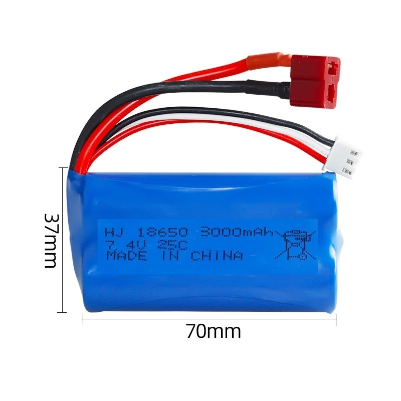 7.4V 3000mAh 2S LiPo Battery Pack for WLtoys 10428 12428 12423 144001 RC Cars Drones Replacement Power for 124017 124019 Models