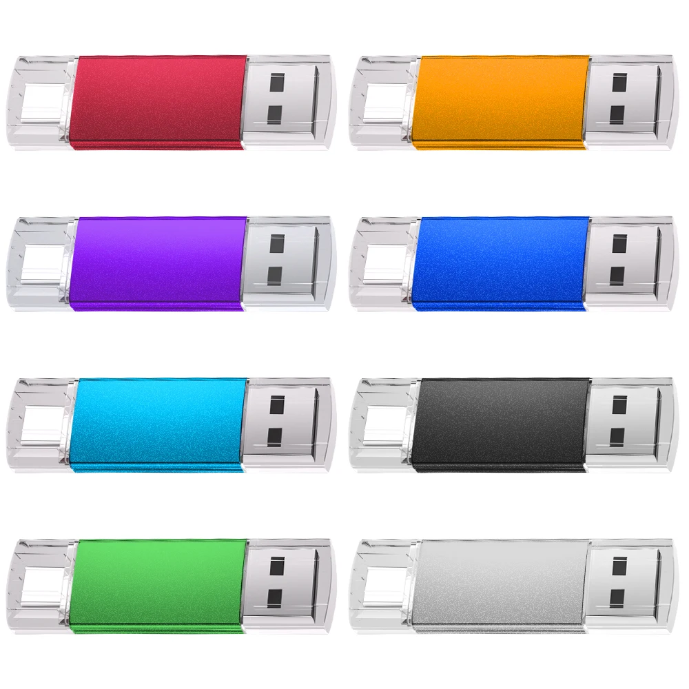 Unidad Flash USB Metálica Colorida Tipo-C 2 en 1, Memoria USB de Alta Velocidad de 128GB 64GB 32GB 16GB 8GB 4GB, Regalo Empresarial