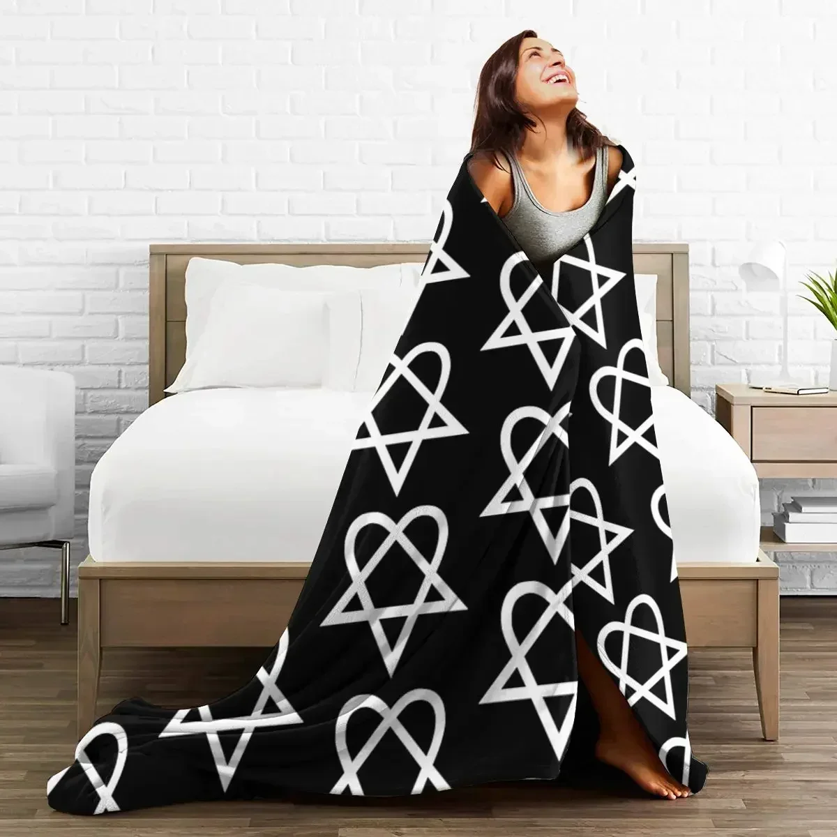 Heartagram - White Blankets Soft Warm Flannel Throw Blanket Bedding for Bed Living room Picnic Travel Home Couch