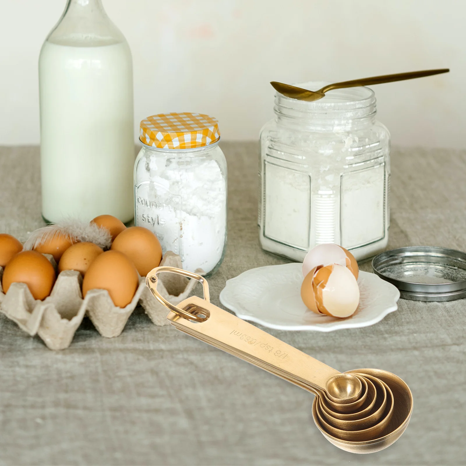 

6pcs Stainless Steel Measuring Spoons Set Long Handle For Coffee Beans Salt Seasonings Portable Kitchen Baking Cooking Tools