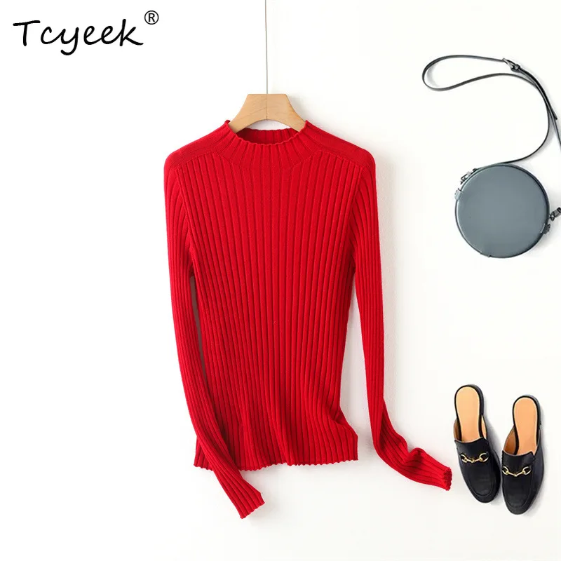 

Tcyeek,100% Pure Cashmere Pullover Sweater, Women' Sround Neck Slim Fit, Fashionable Versatile Sweater, Autumn/Winter T48905KS
