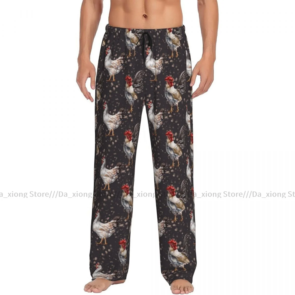 Men's Casual Pajama Sleeping Pants Farm Chickens Roosters Lounge Loose Trousers Comfortable Nightwear