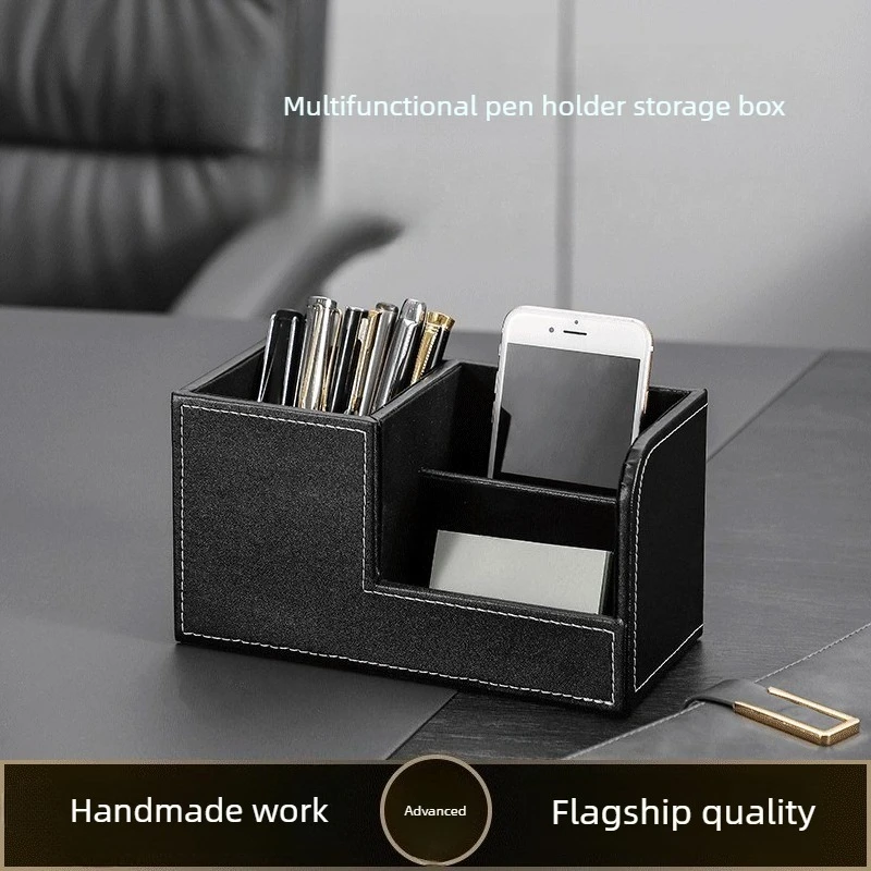 

Creative Luxury Desktop Organizer Leather-like Pen Holder Multifunctional Stationery Storage Box for Office Home