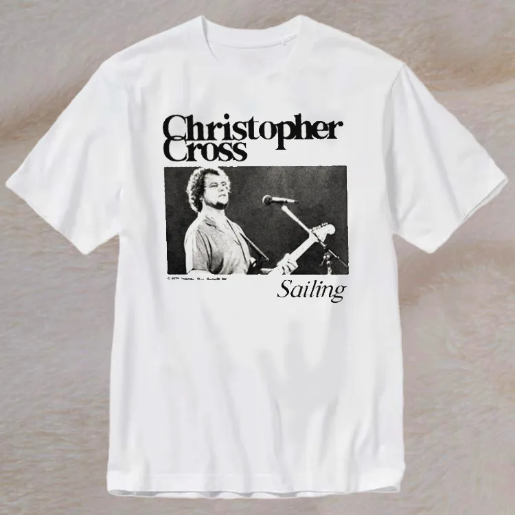 Christopher Cross Sailing 1979 Vintage White Full Size Cool Tee Shirt