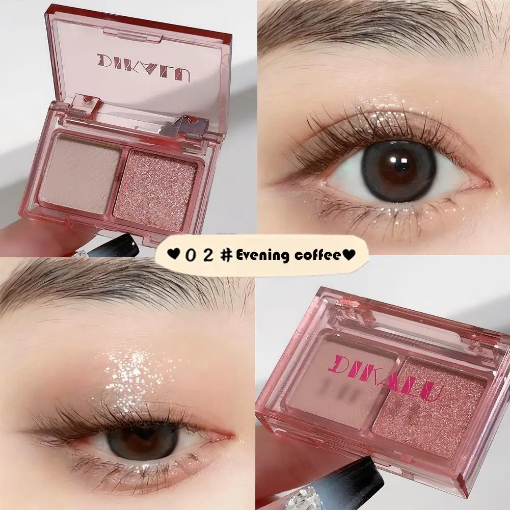 Avondkoffie Oogschaduw Poeder Donkere Nacht Gothic Zwart Roze Zoet Cool Meisjes Twee kleuren Glitter Matte Oogschaduwpalet Make-up