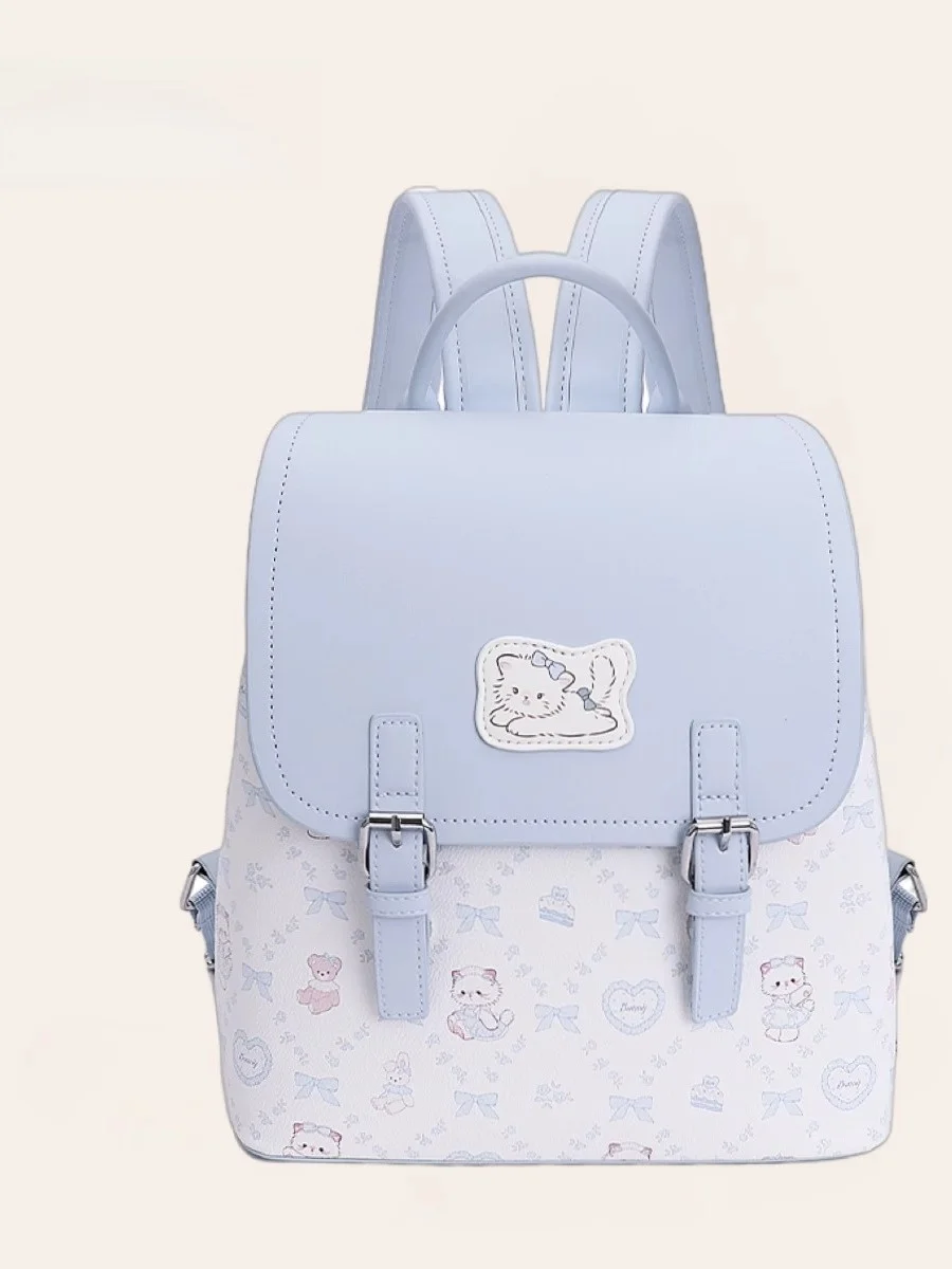 

Sweet Girl Print Large Capacity Commuter Backpack Women's 2025 New Style Fashionable Dual-Strap PU Backpack