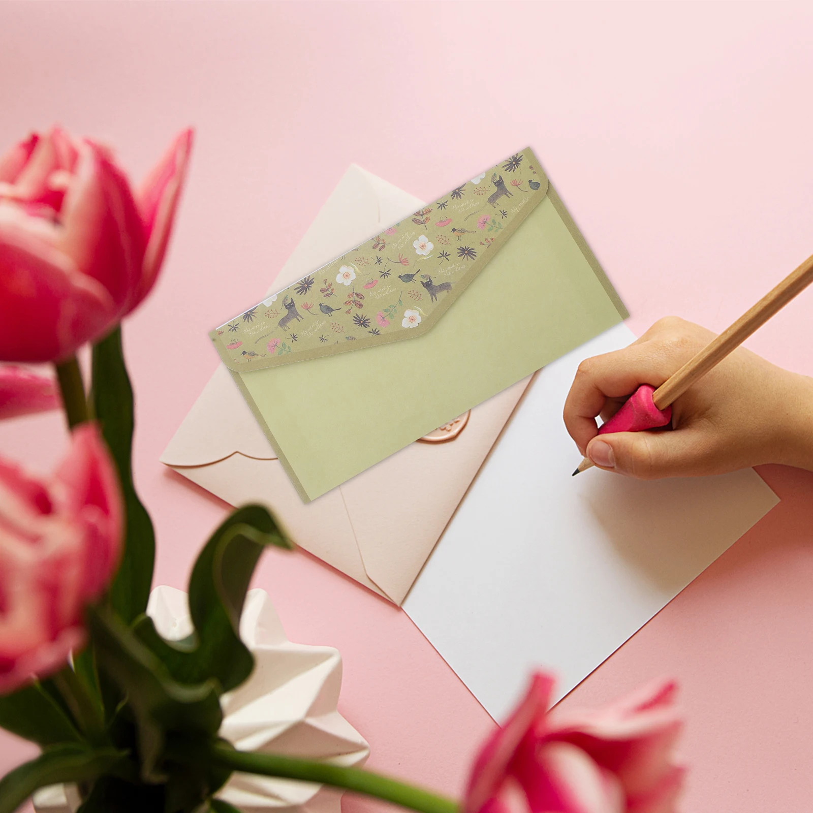 

Letter Paper Envelop Package Lined Stationery Writing Note with Envelopes Cute Western Style and Notepaper