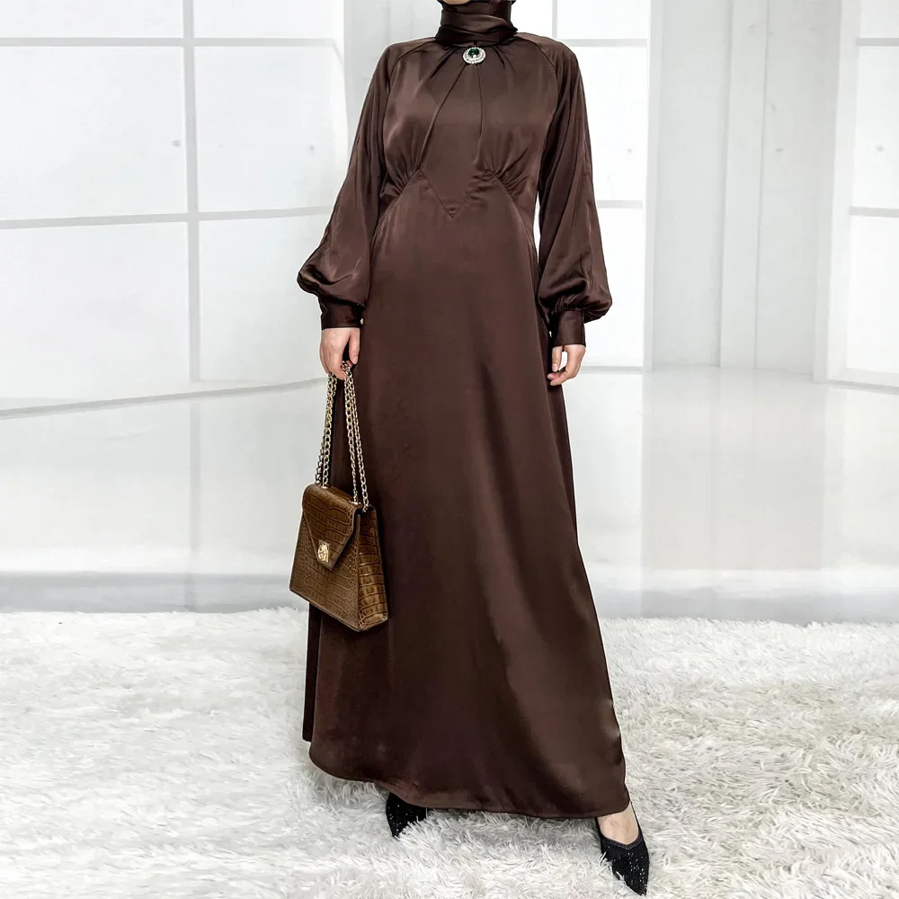 

Luxury Dubai Abaya Femme Musulmane Vestidos Women Muslim Maxi Dress Satin Robe Turkey Kaftan Islam Clothing Femme Robe Vestidos