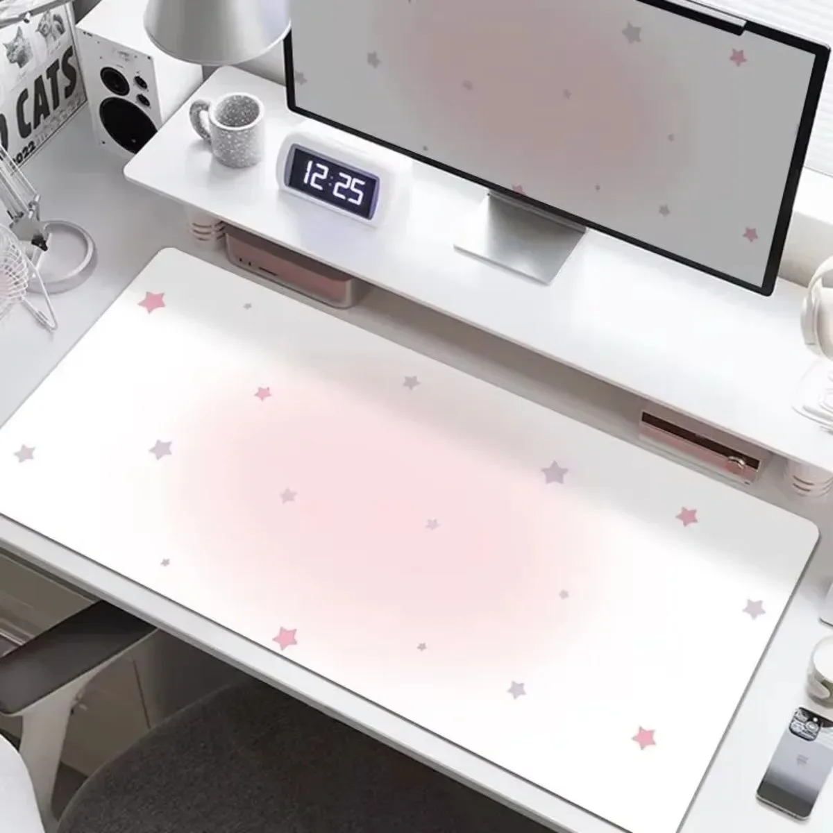 

Полноразмерный коврик для стола с градиентным звездным узором в стиле Y2K для девочек, резиновый, водонепроницаемый, нескользящий, для офиса, под мышь